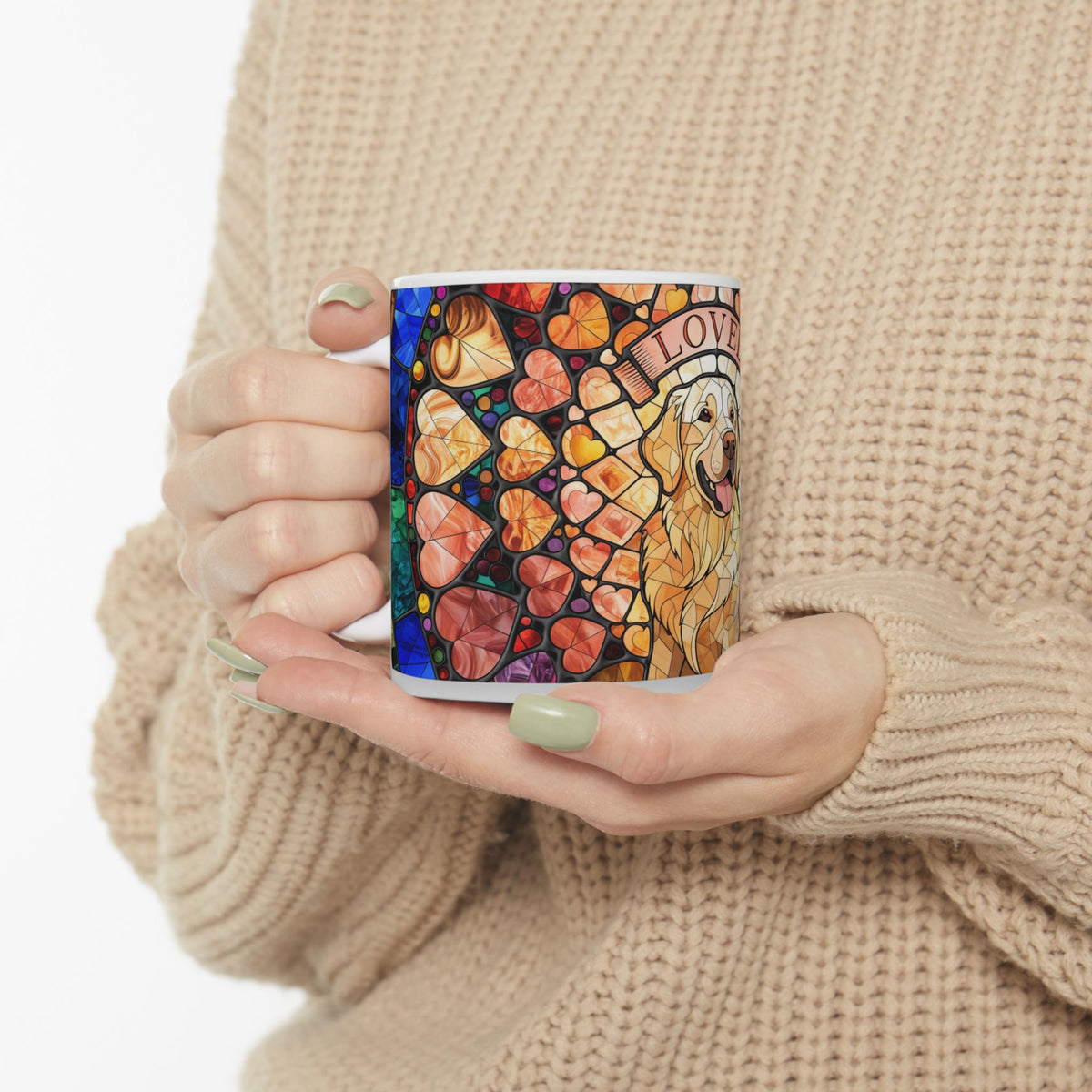 Golden Retriever ceramic coffee mug, 11oz and 15oz jewel tone Goldie gift - view 1