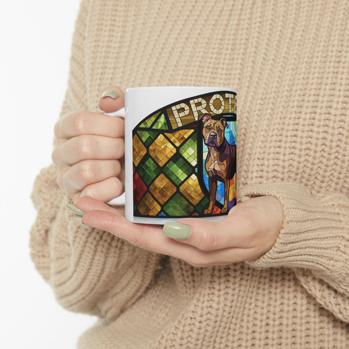 Staffie ceramic coffee mug, 11oz and 15oz jewel tone Staffy gift - view 1