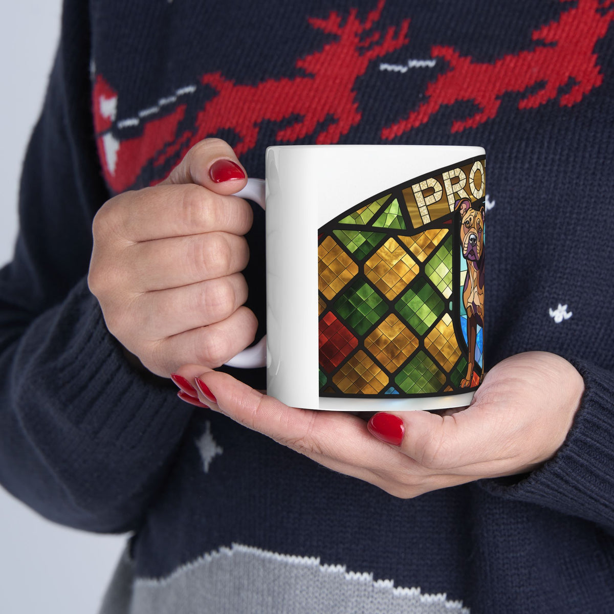 Staffie ceramic coffee mug, 11oz and 15oz jewel tone Staffy gift - view 13