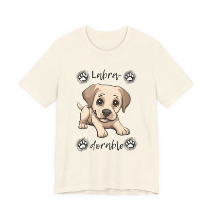 Labra-DORABLE Labrador puppy t-shirt in Natural, flat lay front view