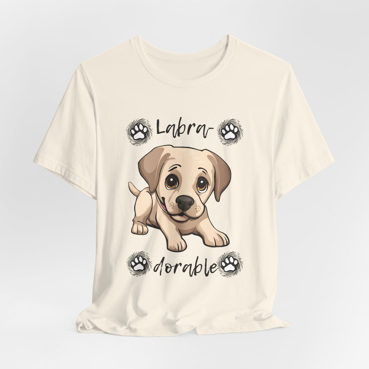 Labra-DORABLE Labrador puppy t-shirt in Natural, hanging front view