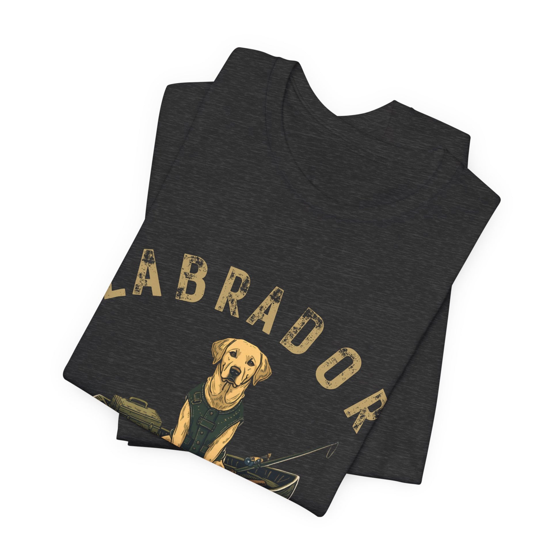 Labrador Fishing Buddy t-shirt, neckline and seam detail