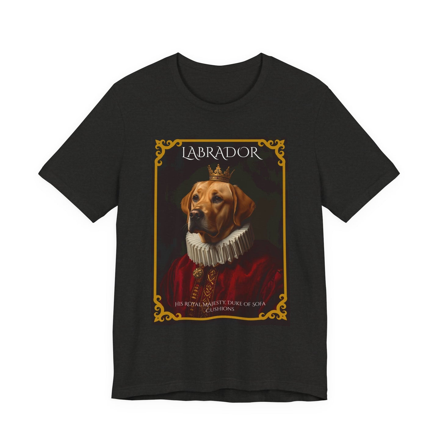 Model wearing the Labrador Renaissance portrait tee, front pose