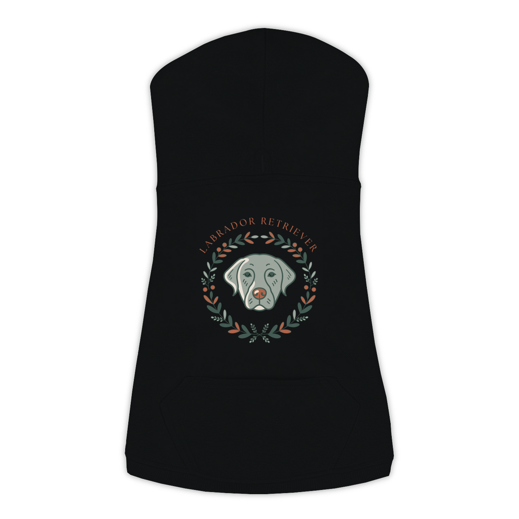 Labrador Retriever dog hoodie in Black — boho-inspired print on cosy fleece pullover, size 2XL
