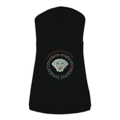 Labrador Retriever dog hoodie in Black — boho-inspired print on cosy fleece pullover, size 3XL