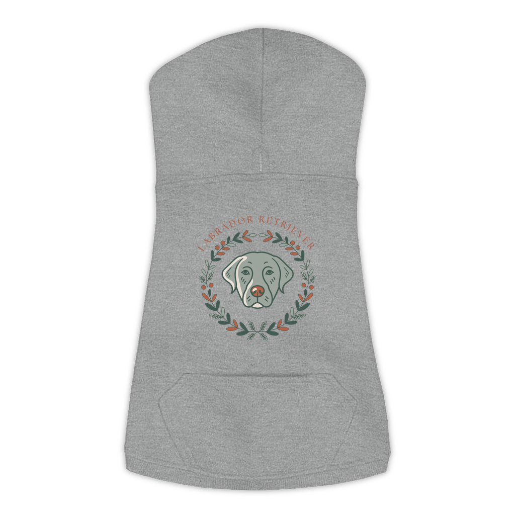 Labrador Retriever dog hoodie in Granite Heather — boho-inspired print on cosy fleece pullover, size XL