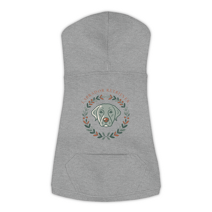 Labrador Retriever dog hoodie in Granite Heather — boho-inspired print on cosy fleece pullover, size XL