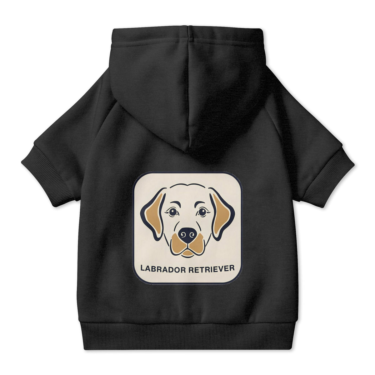 Labrador Retriever Dog Hoodie in Black, back view — SniffWaggleNWalk™