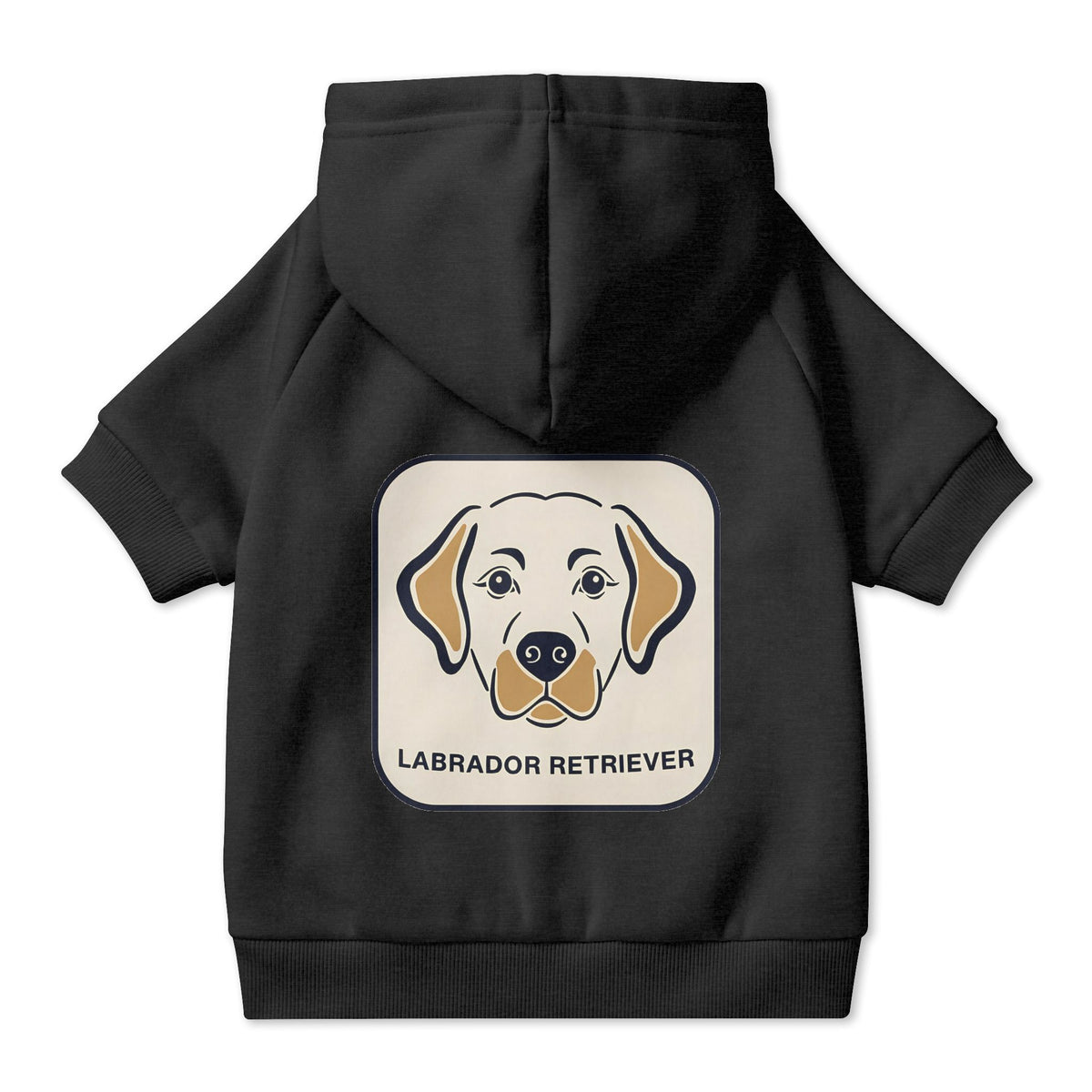 Labrador Retriever Dog Hoodie in Black, back view — SniffWaggleNWalk™