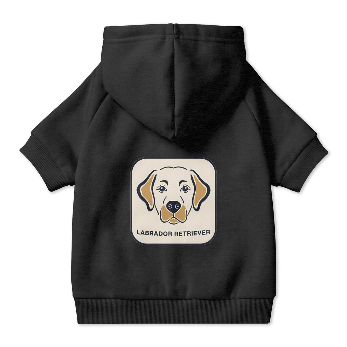 Labrador Retriever Dog Hoodie in Black, back view — SniffWaggleNWalk™