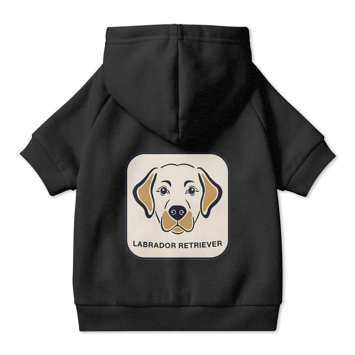 Labrador Retriever Dog Hoodie in Black, back view — SniffWaggleNWalk™