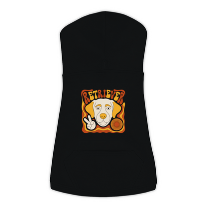 Labrador Retriever dog hoodie in Black — groovy retro print on cosy fleece pullover, size XL