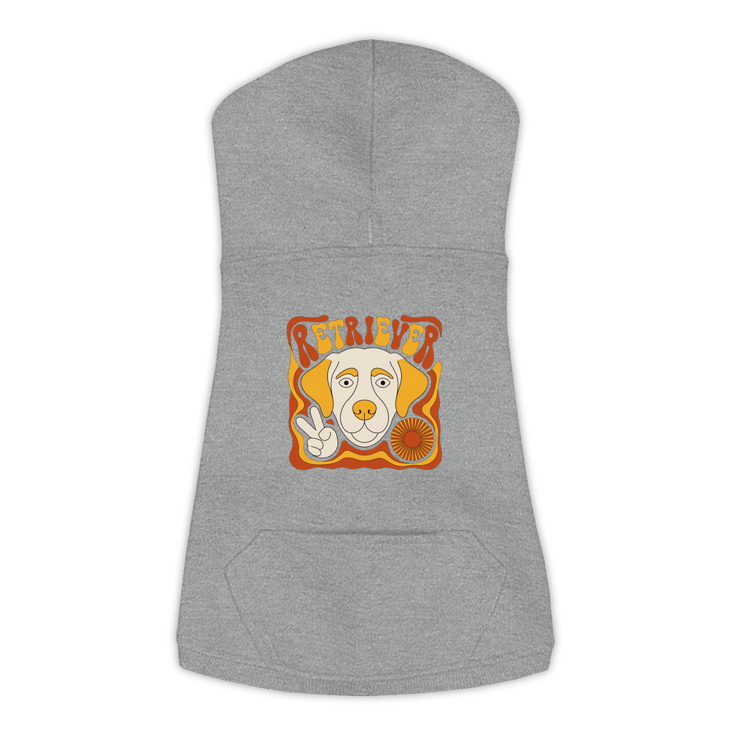 Labrador Retriever dog hoodie in Granite Heather — groovy retro print on cosy fleece pullover, size 2XL