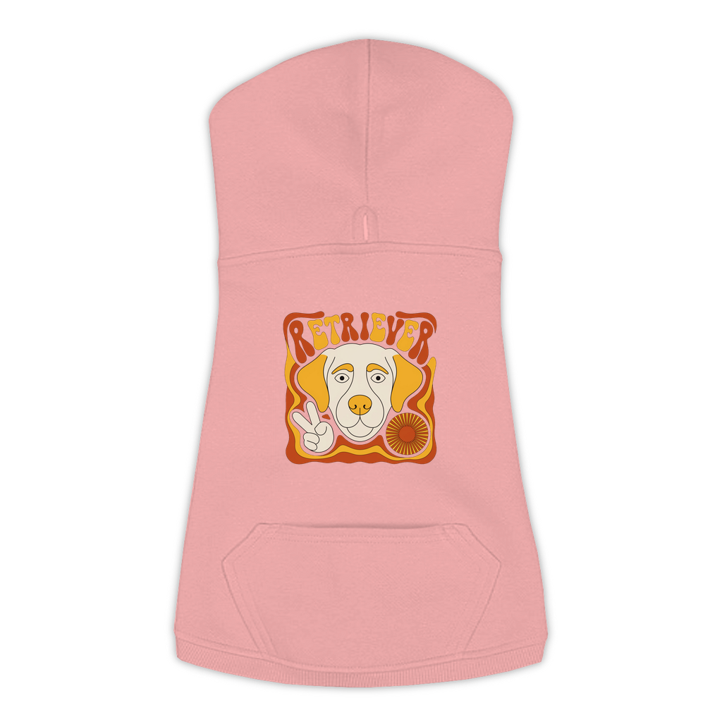 Labrador Retriever dog hoodie in Mauvelous — groovy retro print on cosy fleece pullover, size 2XL