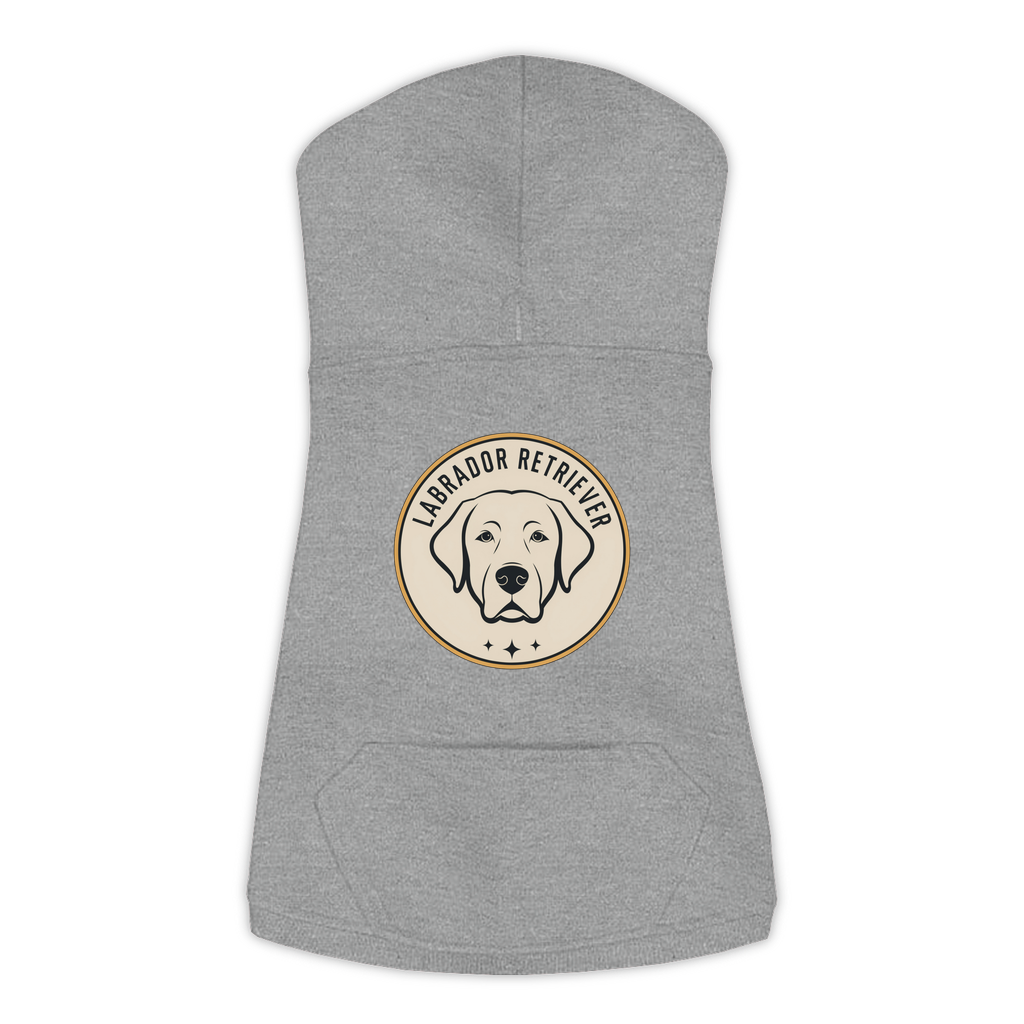 Labrador Retriever dog hoodie in Granite Heather — vintage roundel badge print on cosy fleece pullover, 2XL