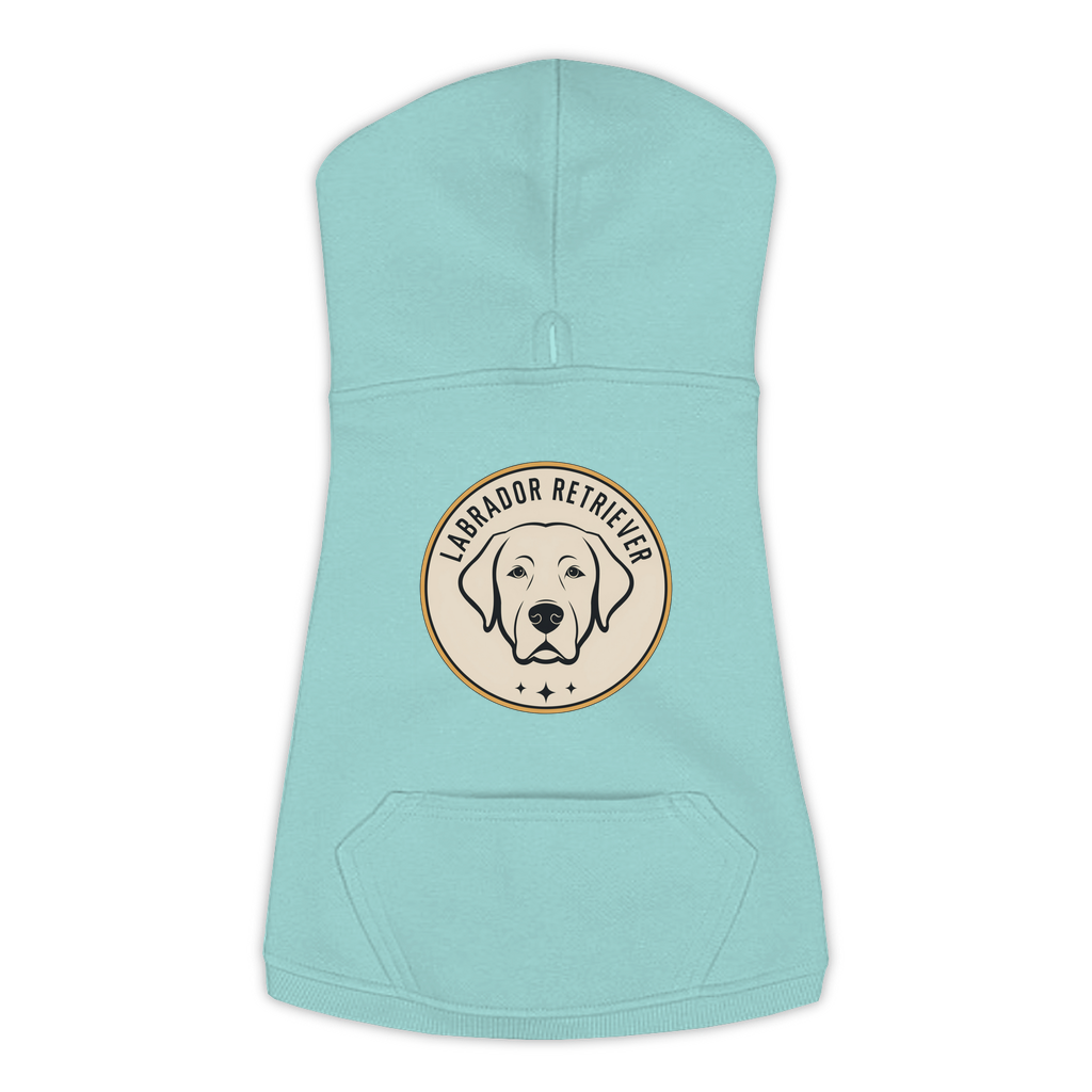 Labrador Retriever dog hoodie in Saltwater — vintage roundel badge print on cosy fleece pullover, 2XL