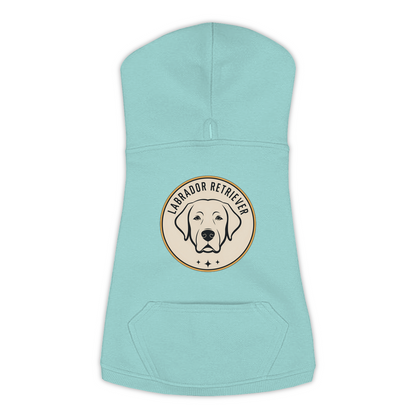 Labrador Retriever dog hoodie in Saltwater — vintage roundel badge print on cosy fleece pullover, 2XL