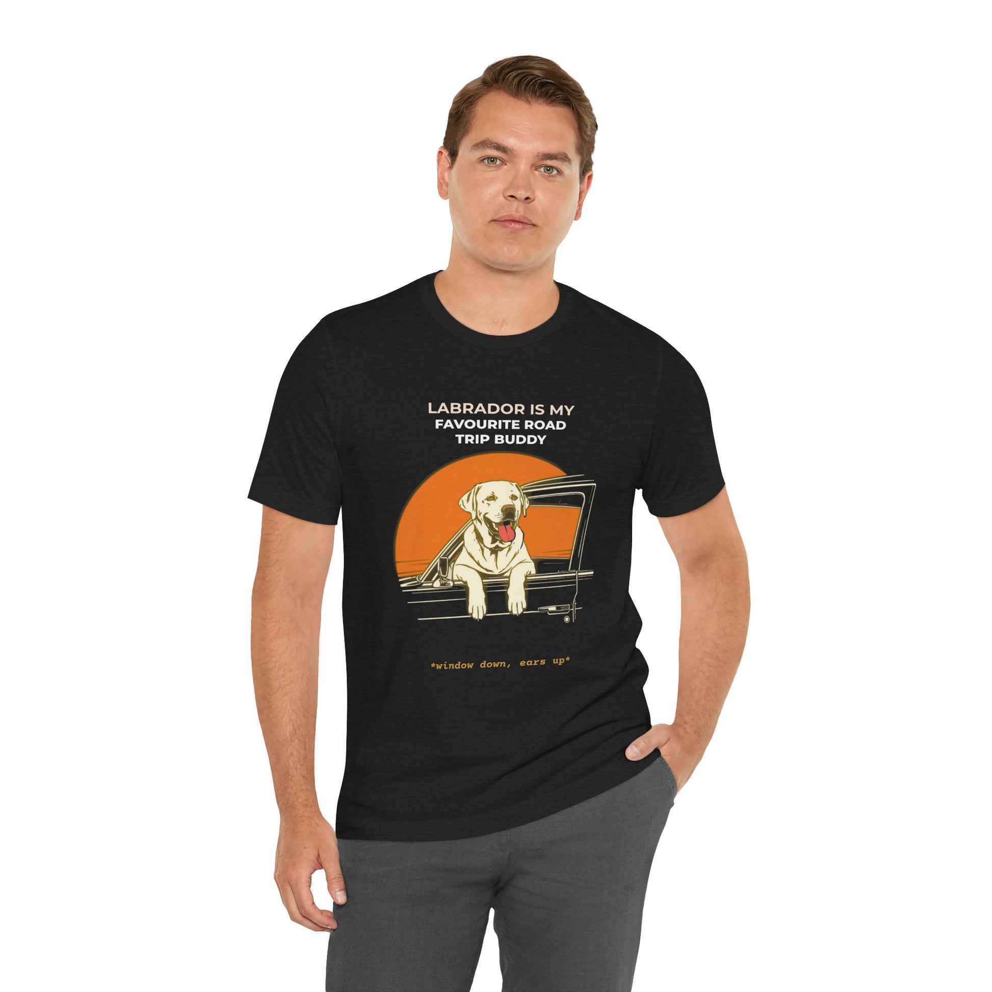 Labrador Road Trip Buddy t-shirt — funny Labrador travel tee on Bella+Canvas 3001, view 11