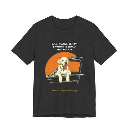 Labrador Road Trip Buddy t-shirt — funny Labrador travel tee on Bella+Canvas 3001, view 18