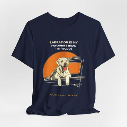 Labrador Road Trip Buddy t-shirt — funny Labrador travel tee on Bella+Canvas 3001, view 27