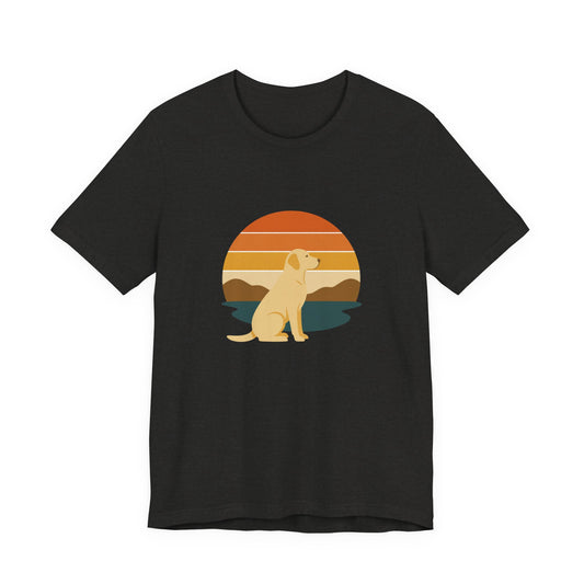 Labrador Sunset T-Shirt in Black Heather — SniffWaggleNWalk™