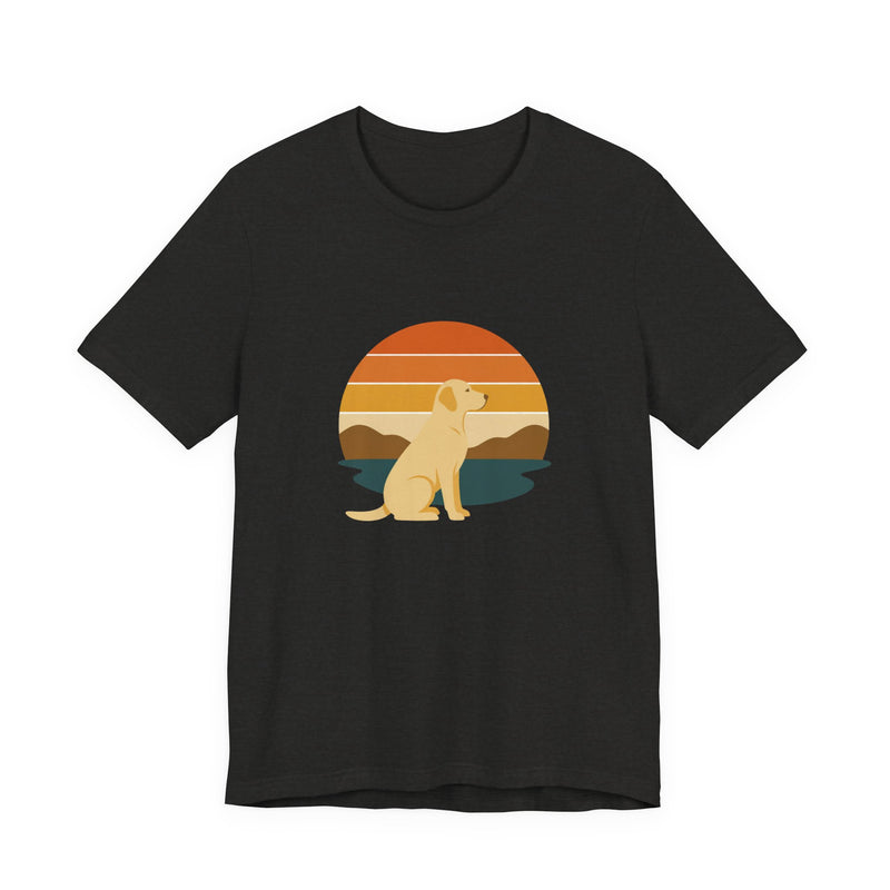 Labrador Sunset T-Shirt in Black Heather — SniffWaggleNWalk™