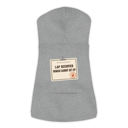 Lap Occupied dog hoodie in Granite Heather Grey, sizes L to 3XL