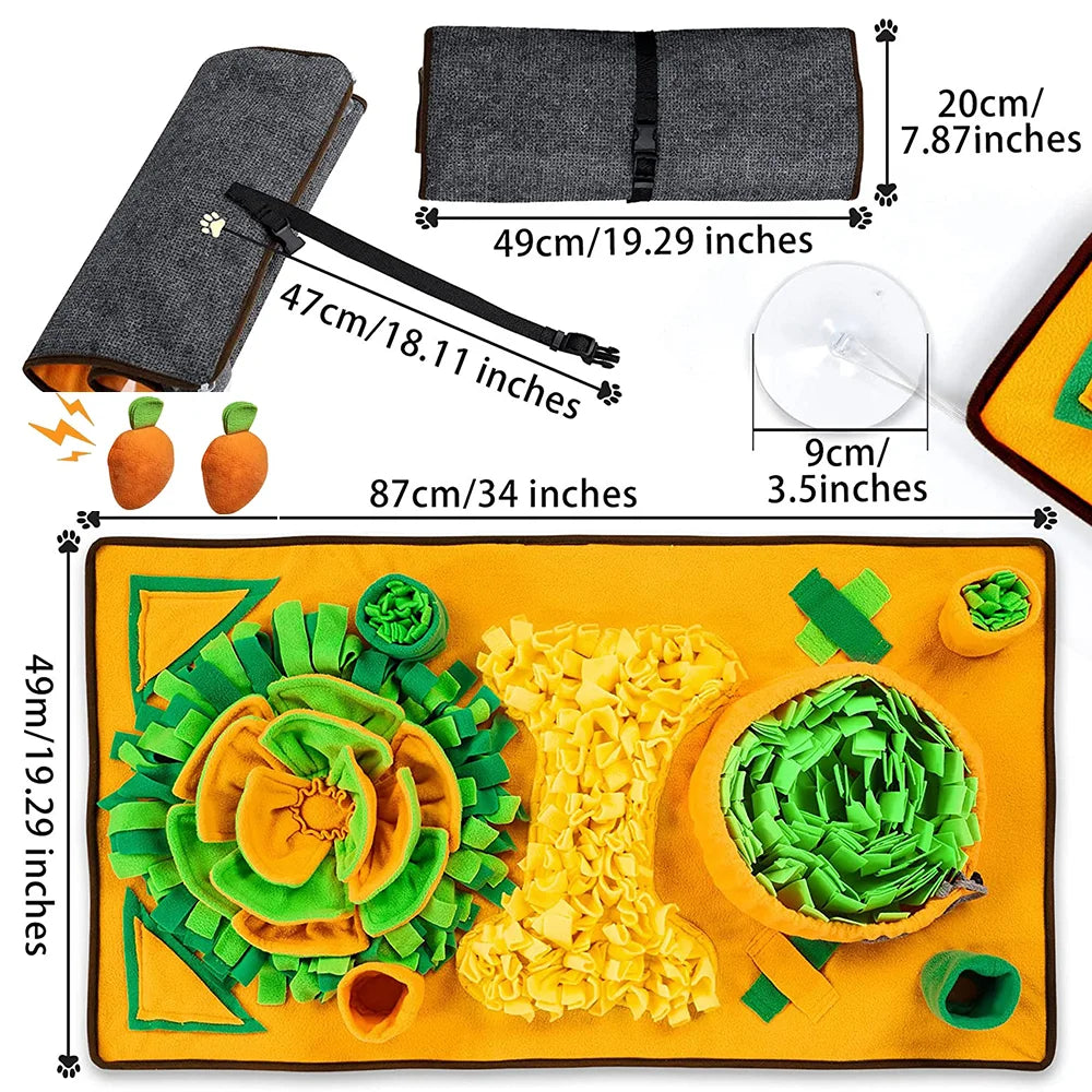 Large Snuffle Mat in use during a dog's mealtime — SniffWaggleNWalk