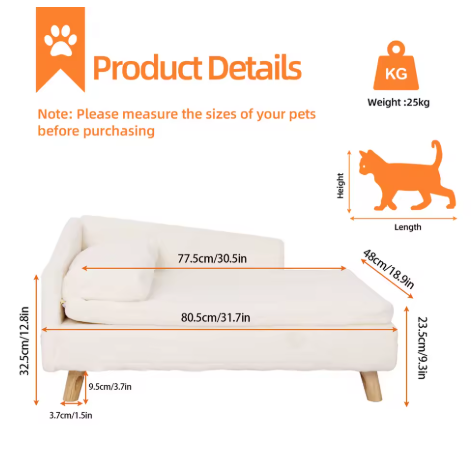 Elevated Minimalist Pet Sofa Bed — Plush Chaise Lounger for Cats & Dogs | PawSofa™