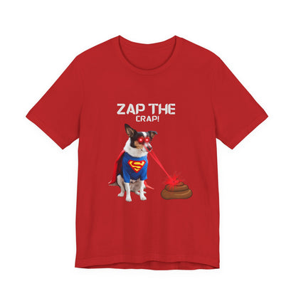 Laser Poo Edition t-shirt in White — dog laser eyes poo zap print, gift for dog lovers