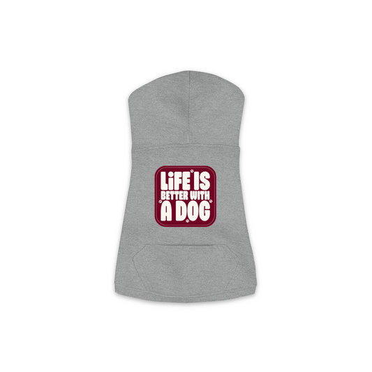 Life Is Better With A Dog Hoodie — Granite Heather, Extra Small (XS)