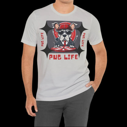 Unisex Jersey Short Sleeve Tee - Sniff Waggle And Walk gangster dog tshirt gray