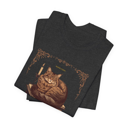 Maine Coon Cat t-shirt fabric detail close-up