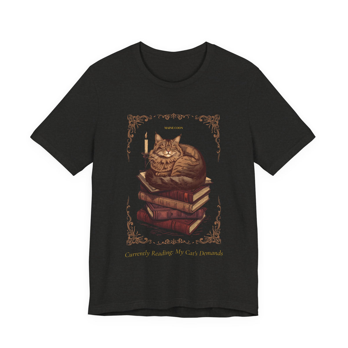 Model wearing the Maine Coon Cat tee, front pose