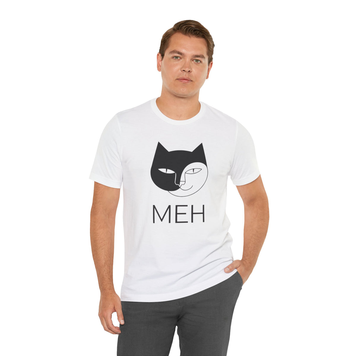 Meh Cat minimalist unisex t-shirt, photo 6