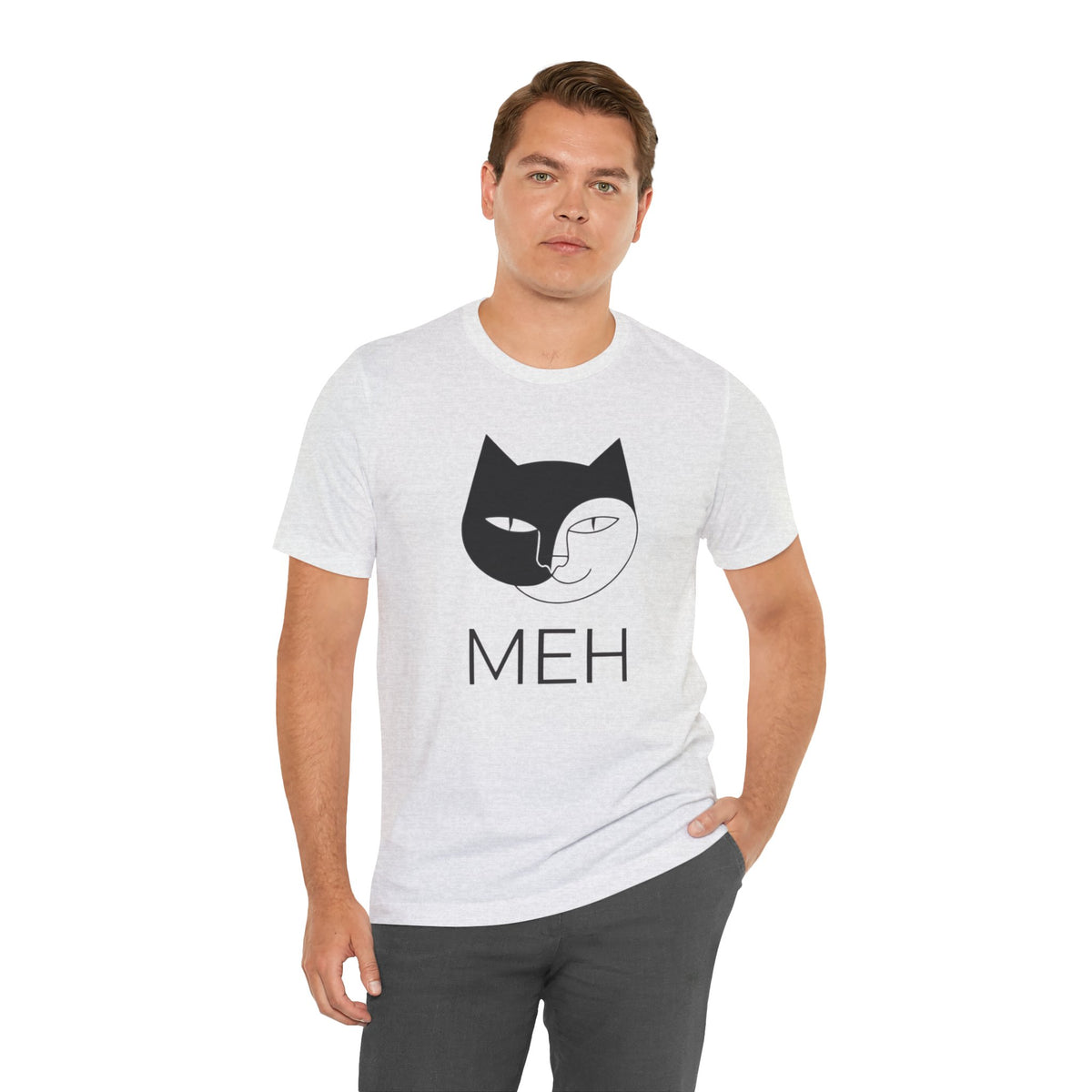 Meh Cat minimalist unisex t-shirt, photo 12