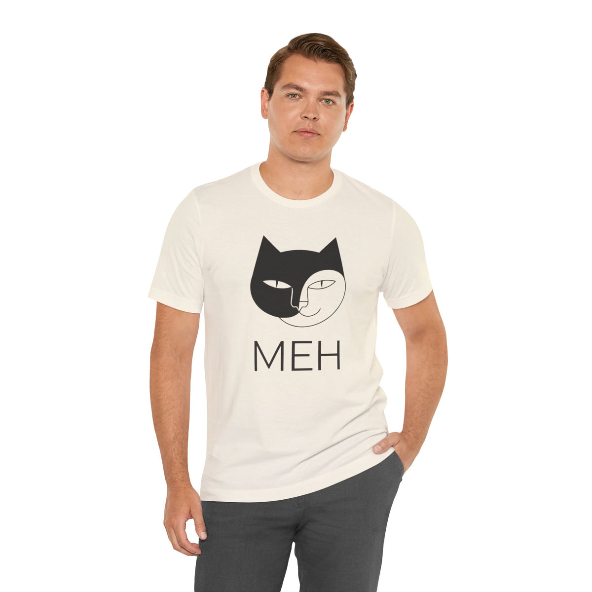 Meh Cat minimalist unisex t-shirt, photo 18