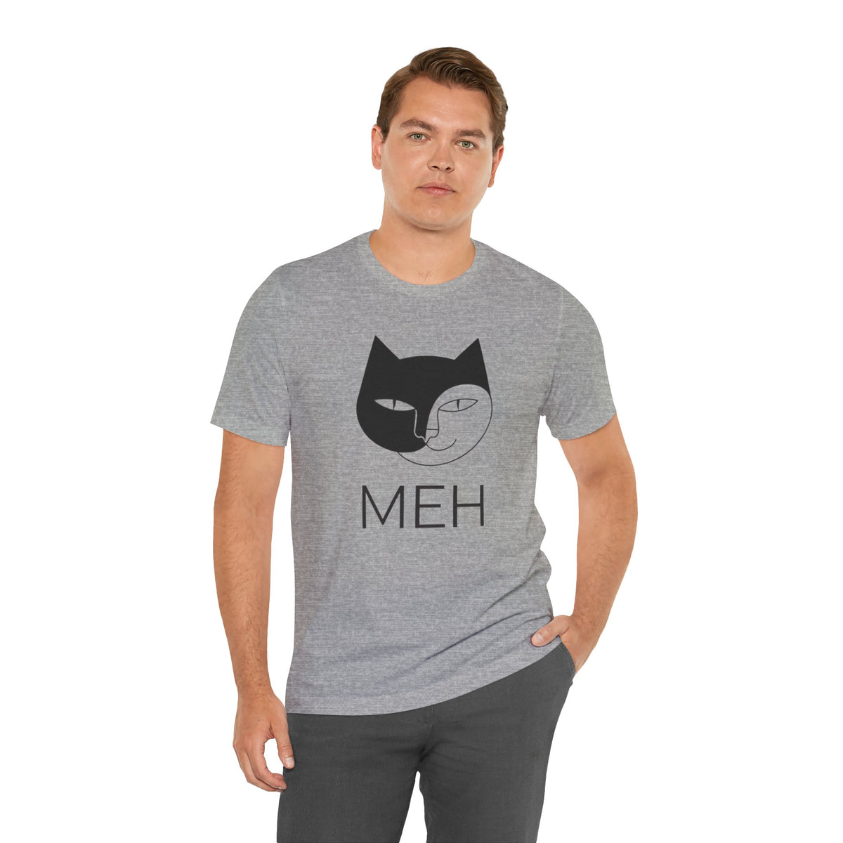 Meh Cat minimalist unisex t-shirt, photo 30