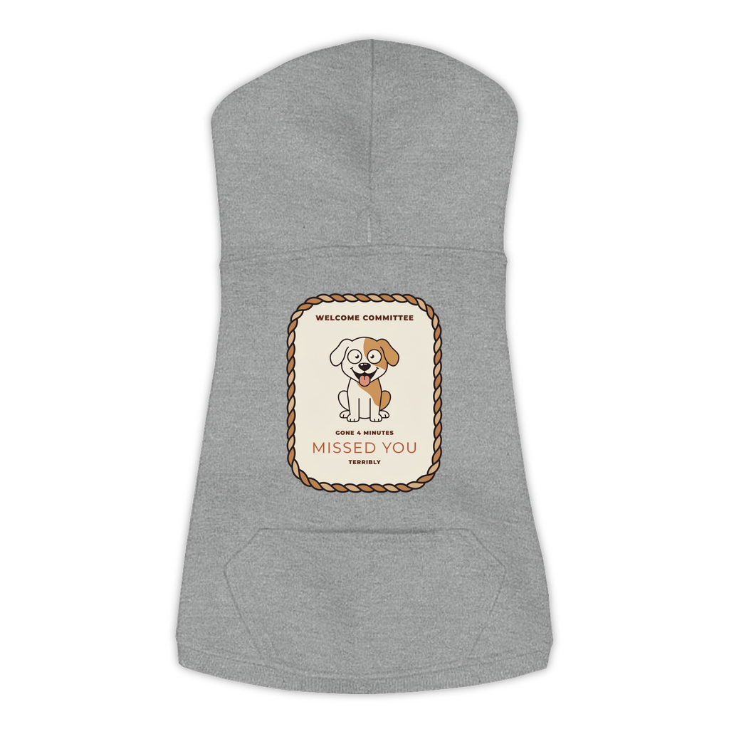 Missed You dog hoodie in granite heather grey, sizes L to 3XL
