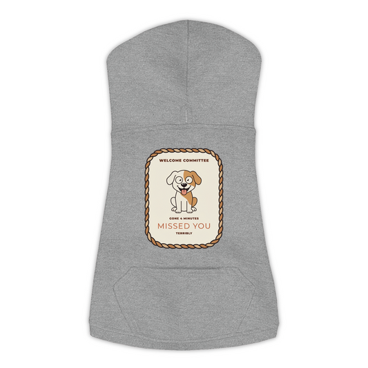 Missed You dog hoodie in granite heather grey, sizes L to 3XL