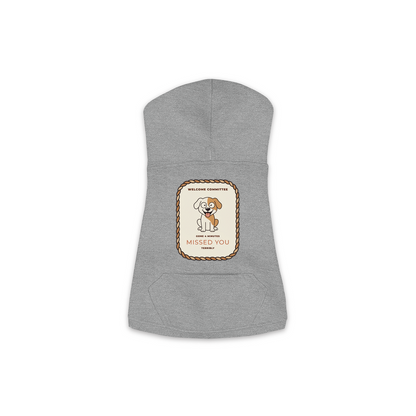 Missed You dog hoodie in granite heather grey, sizes XS to M