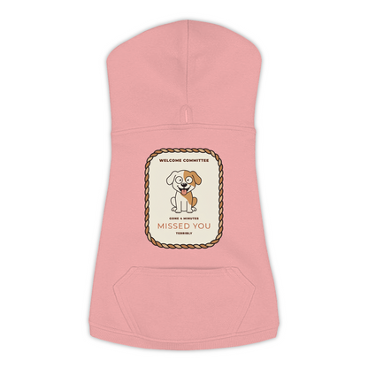 Missed You dog hoodie in mauvelous pink, sizes L to 3XL