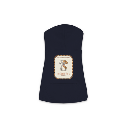 Missed You dog hoodie in navy, sizes XS to M