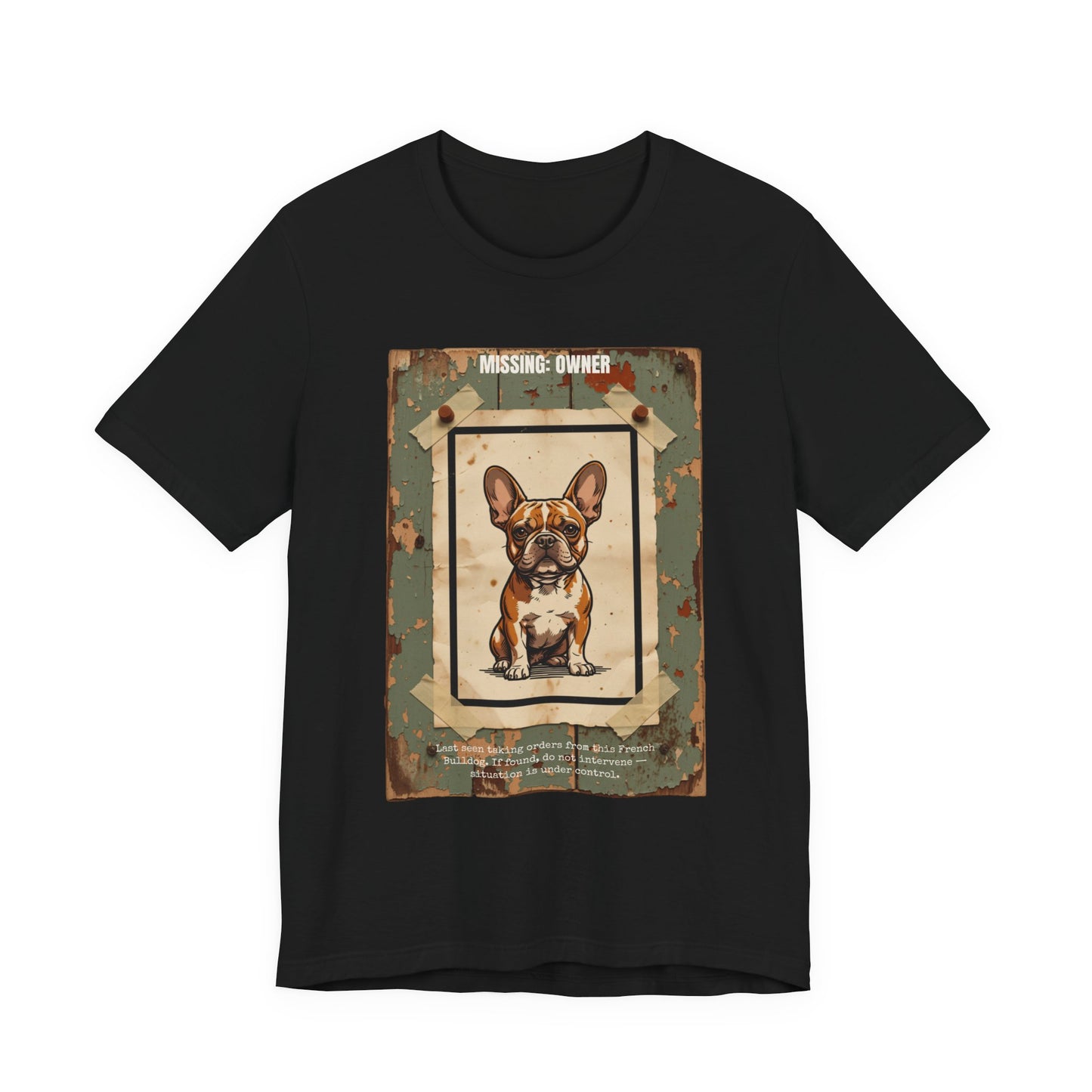 Missing: Owner French Bulldog vintage poster print t-shirt, view 11