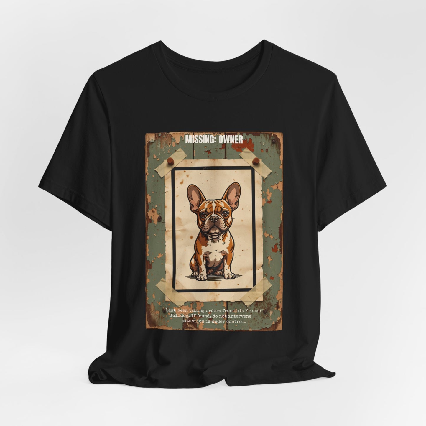 Missing: Owner French Bulldog vintage poster print t-shirt, view 14
