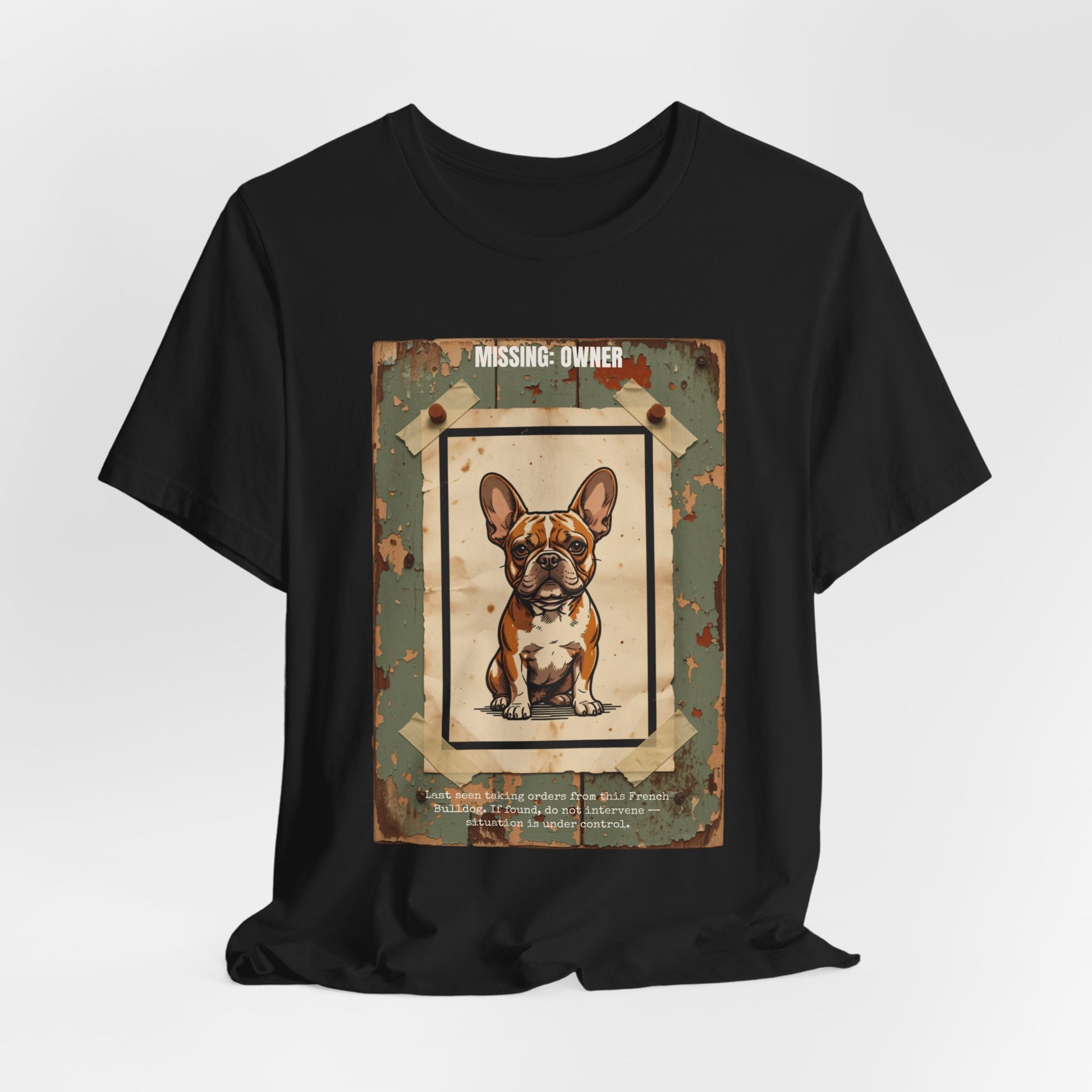 Missing: Owner French Bulldog vintage poster print t-shirt, view 14