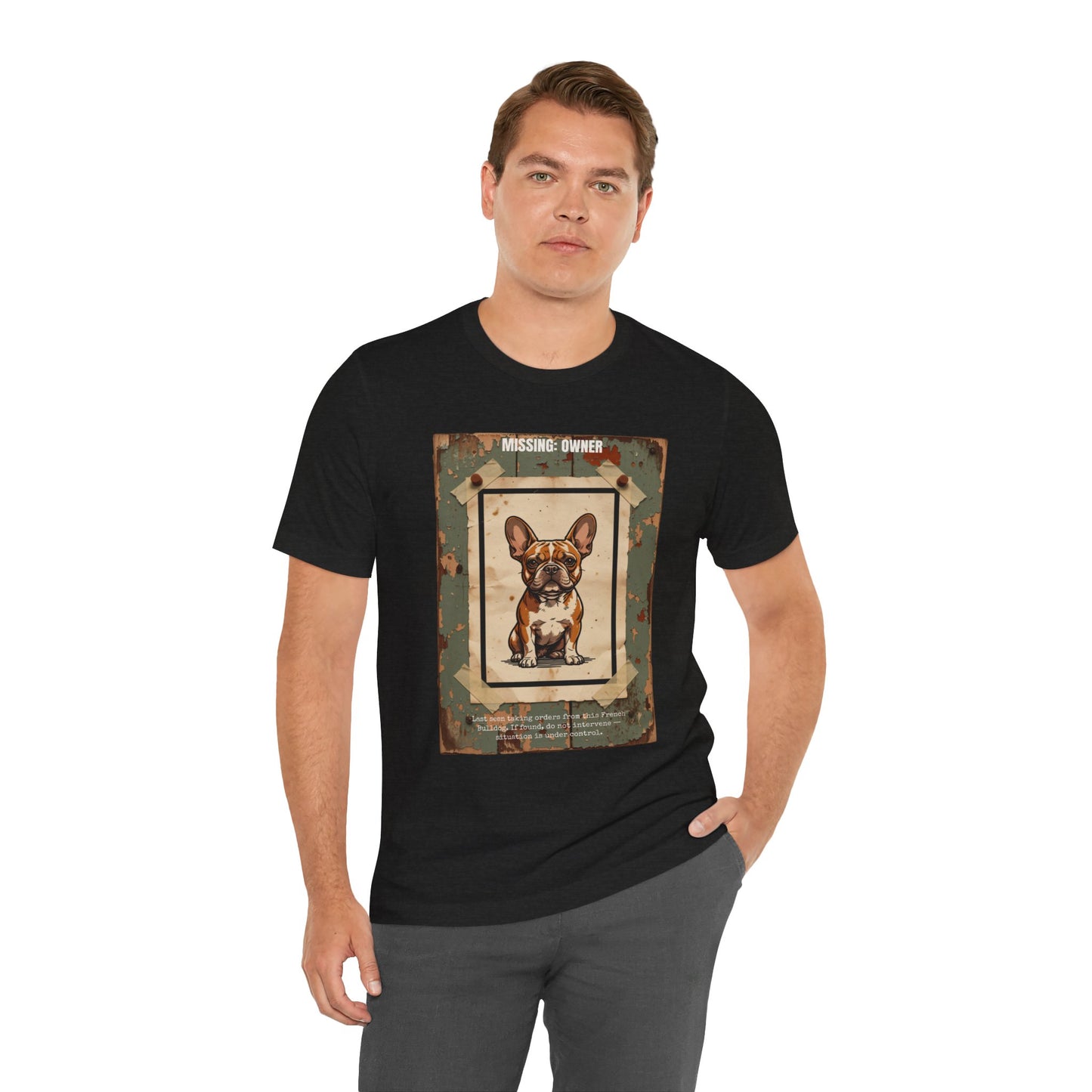 Missing: Owner French Bulldog vintage poster print t-shirt, view 16