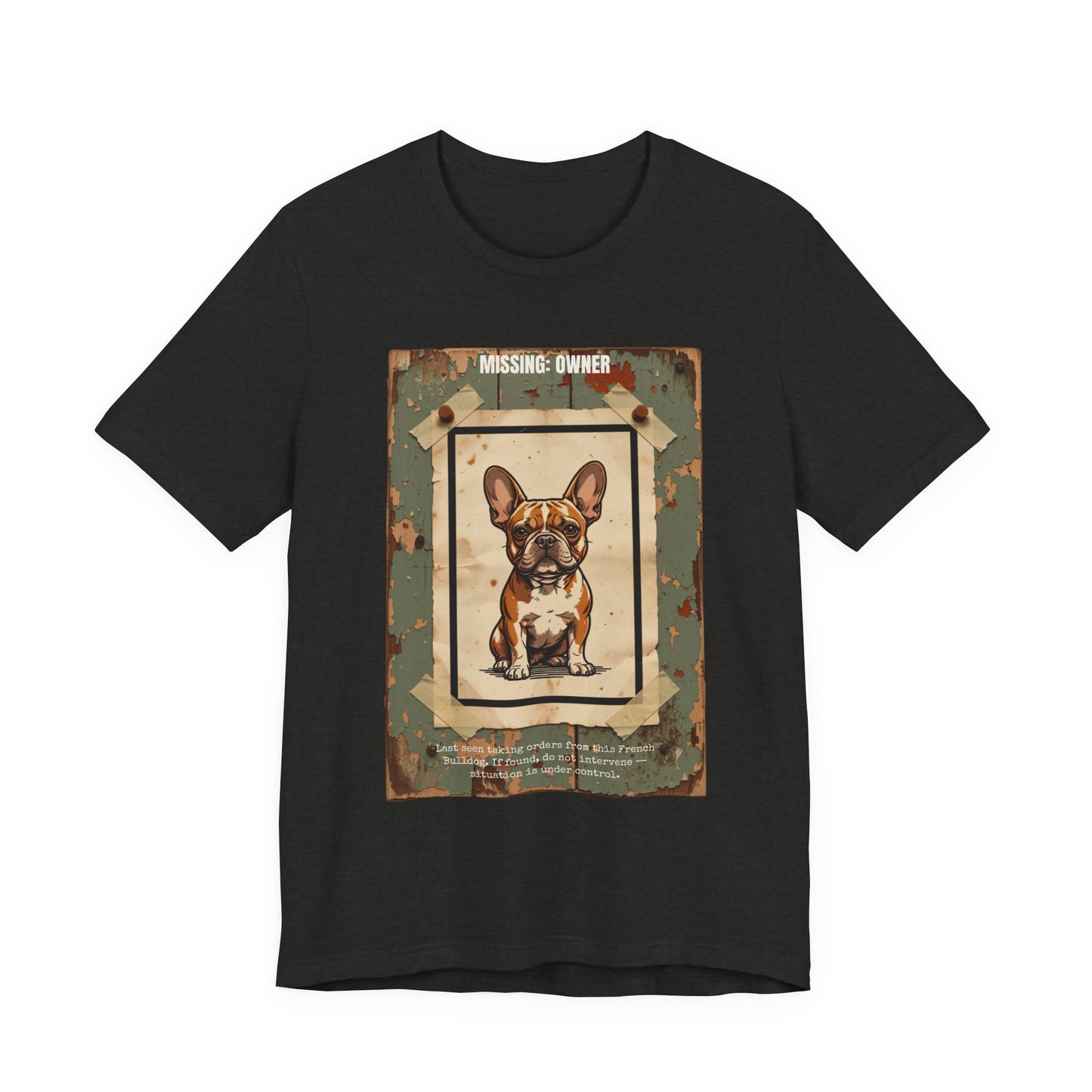 Missing: Owner French Bulldog vintage poster print t-shirt, view 17