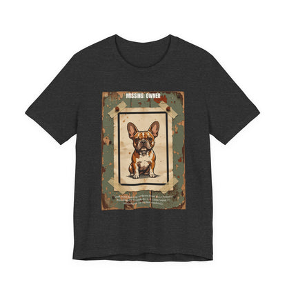 Missing: Owner French Bulldog vintage poster print t-shirt, view 5