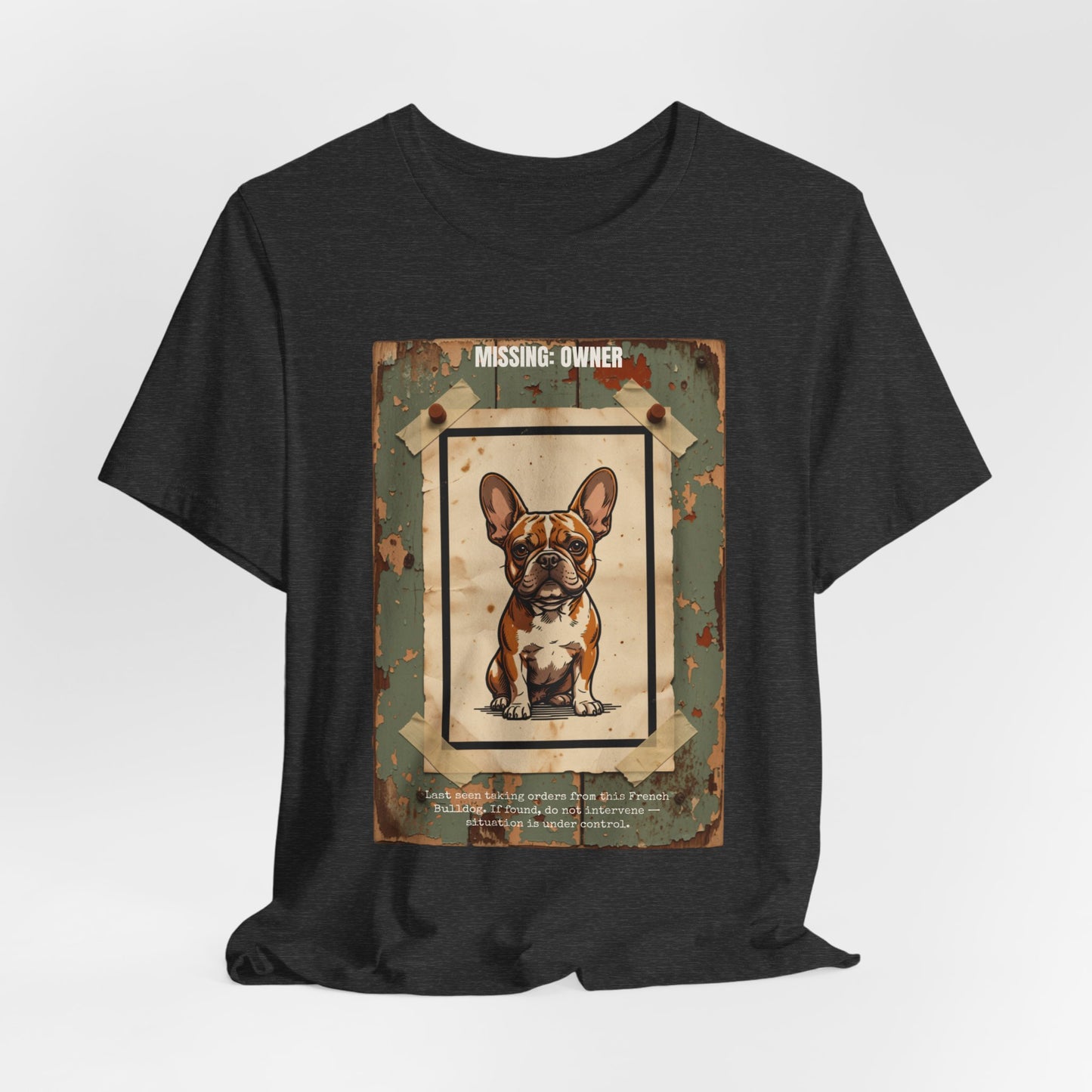 Missing: Owner French Bulldog vintage poster print t-shirt, view 8
